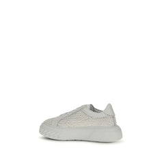 Casadei White Calf Leather Bos Taurus Chunky Sneakers
