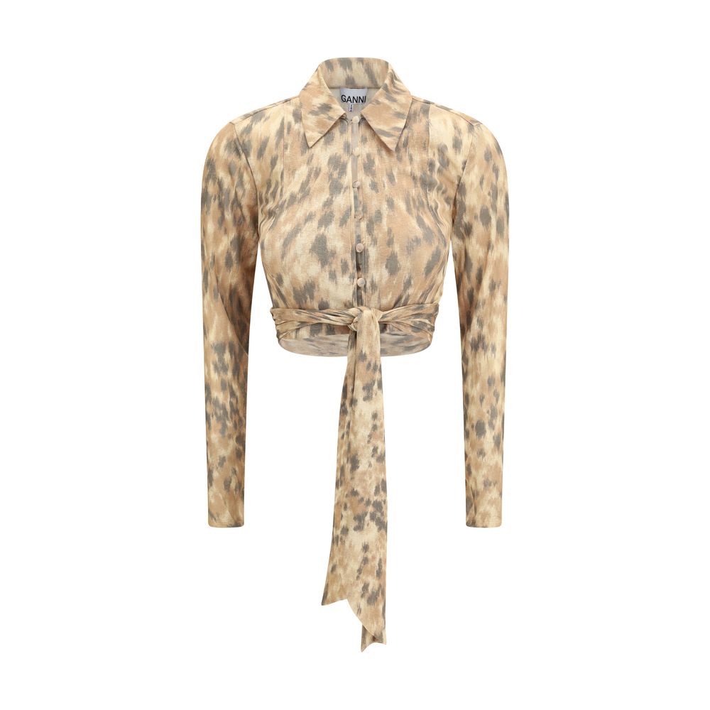 Ganni Bluse aus recyceltem Polyester in Beige