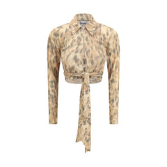 Ganni Bluse aus recyceltem Polyester in Beige