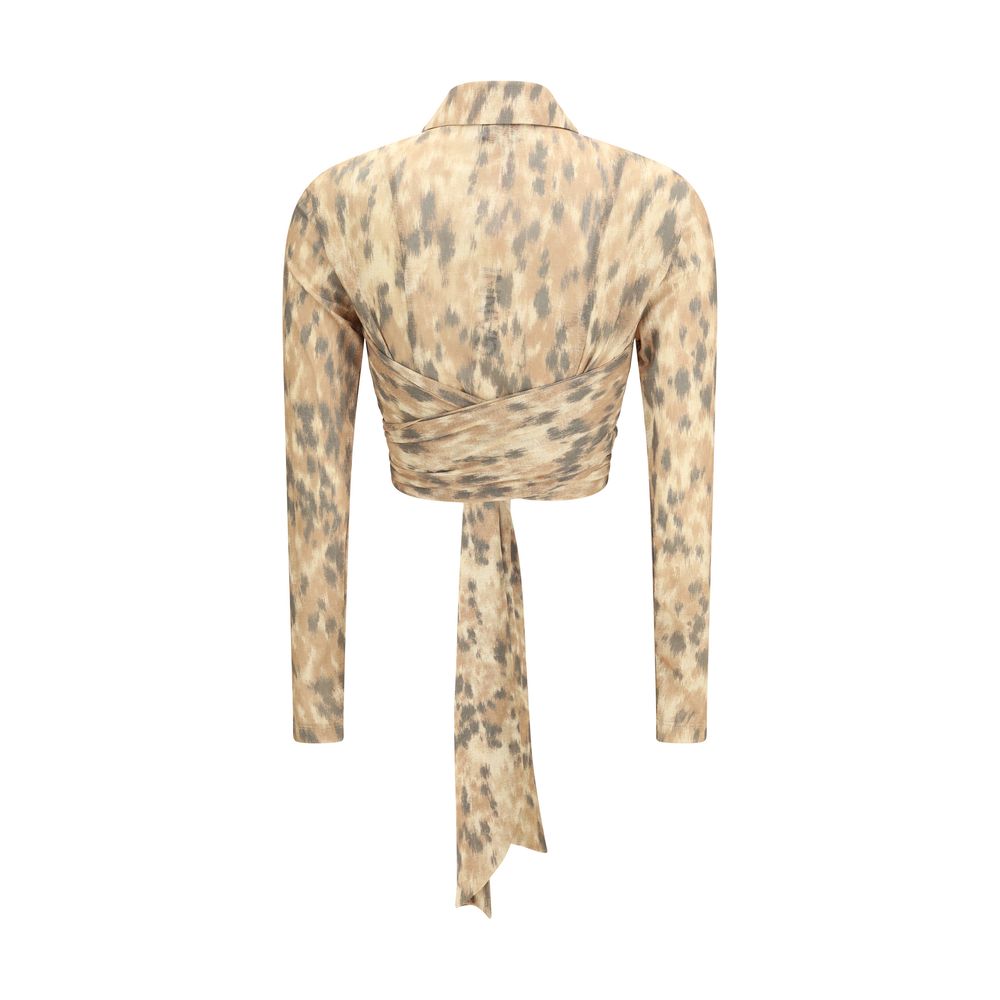 Ganni Bluse aus recyceltem Polyester in Beige