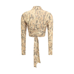 Ganni Bluse aus recyceltem Polyester in Beige