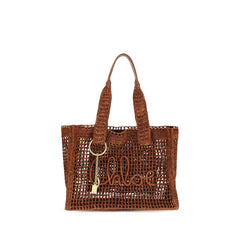 Chloé Brown Raffia-Schultertasche