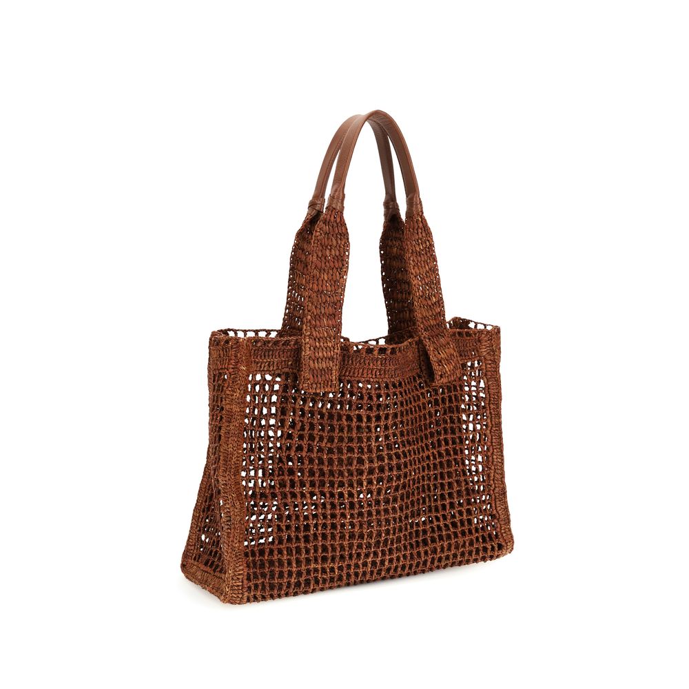 Chloé Brown Raffia-Schultertasche