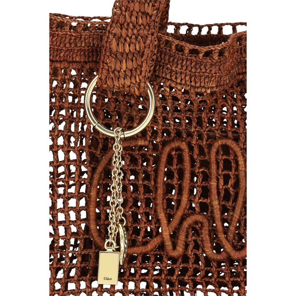 Chloé Brown Raffia-Schultertasche