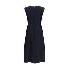 Fabiana Filippi Blauwe Viscose Lange Jurk