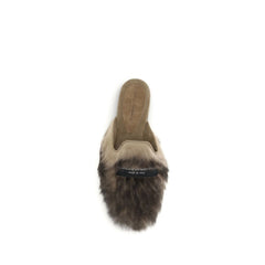 Dolce & Gabbana Graue Lammfell-Mules (Ovis Aries Aries)