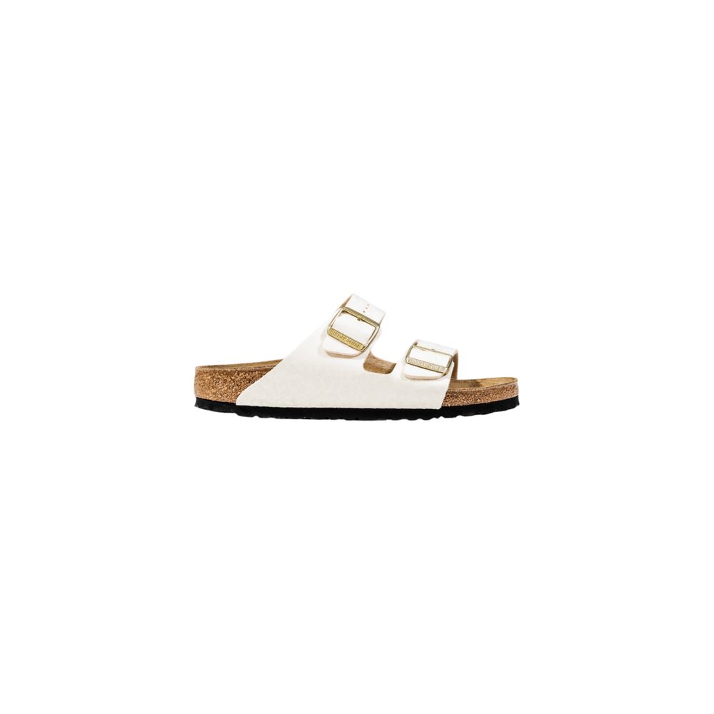 Birkenstock flache Sandalen aus beigem Kunstleder