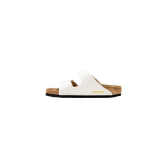 Birkenstock flache Sandalen aus beigem Kunstleder