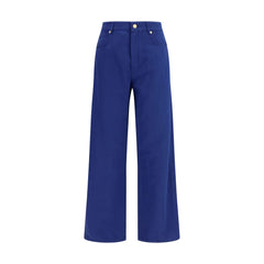 'S Max Mara Blaue Freizeithose aus Baumwolle