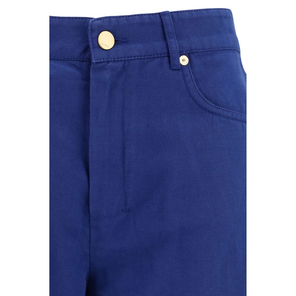 'S Max Mara Blaue Freizeithose aus Baumwolle