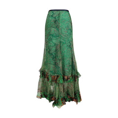 Etro Bicolor Silk Long Skirt
