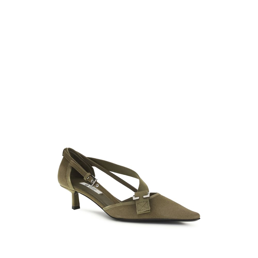 Prada Bicolor Cotton-Pumps mit mittlerem Absatz