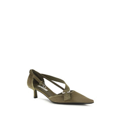 Prada Bicolor Cotton-Pumps mit mittlerem Absatz