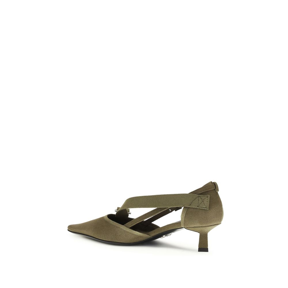 Prada Bicolor Cotton-Pumps mit mittlerem Absatz