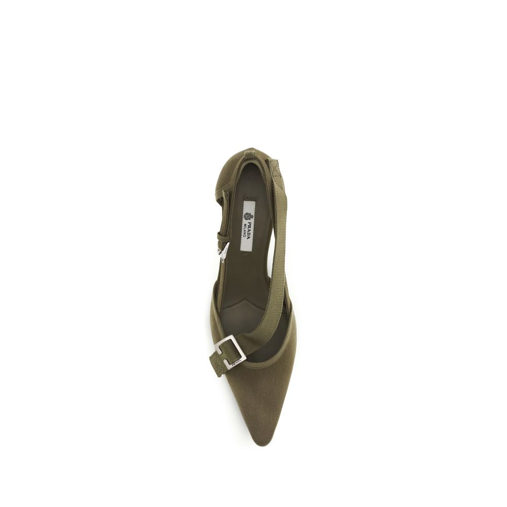 Prada Bicolor Cotton-Pumps mit mittlerem Absatz