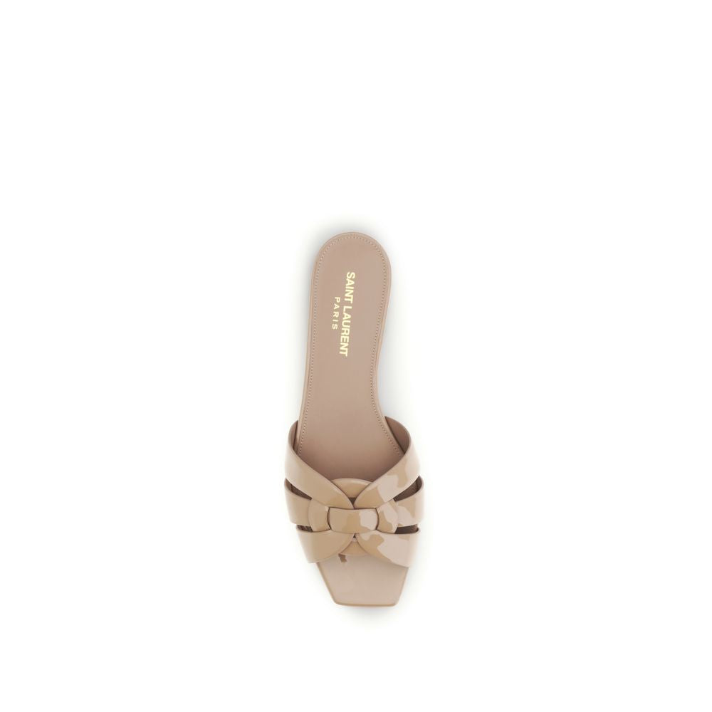 Saint Laurent Veelkleurige Kalfsleren Bos Taurus Platte Sandalen