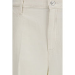 7FOR White Cotton Casual Pants