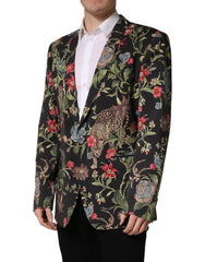 Dolce & Gabbana Multicolor Floral Leopard 1 Button Men Suit Jacket