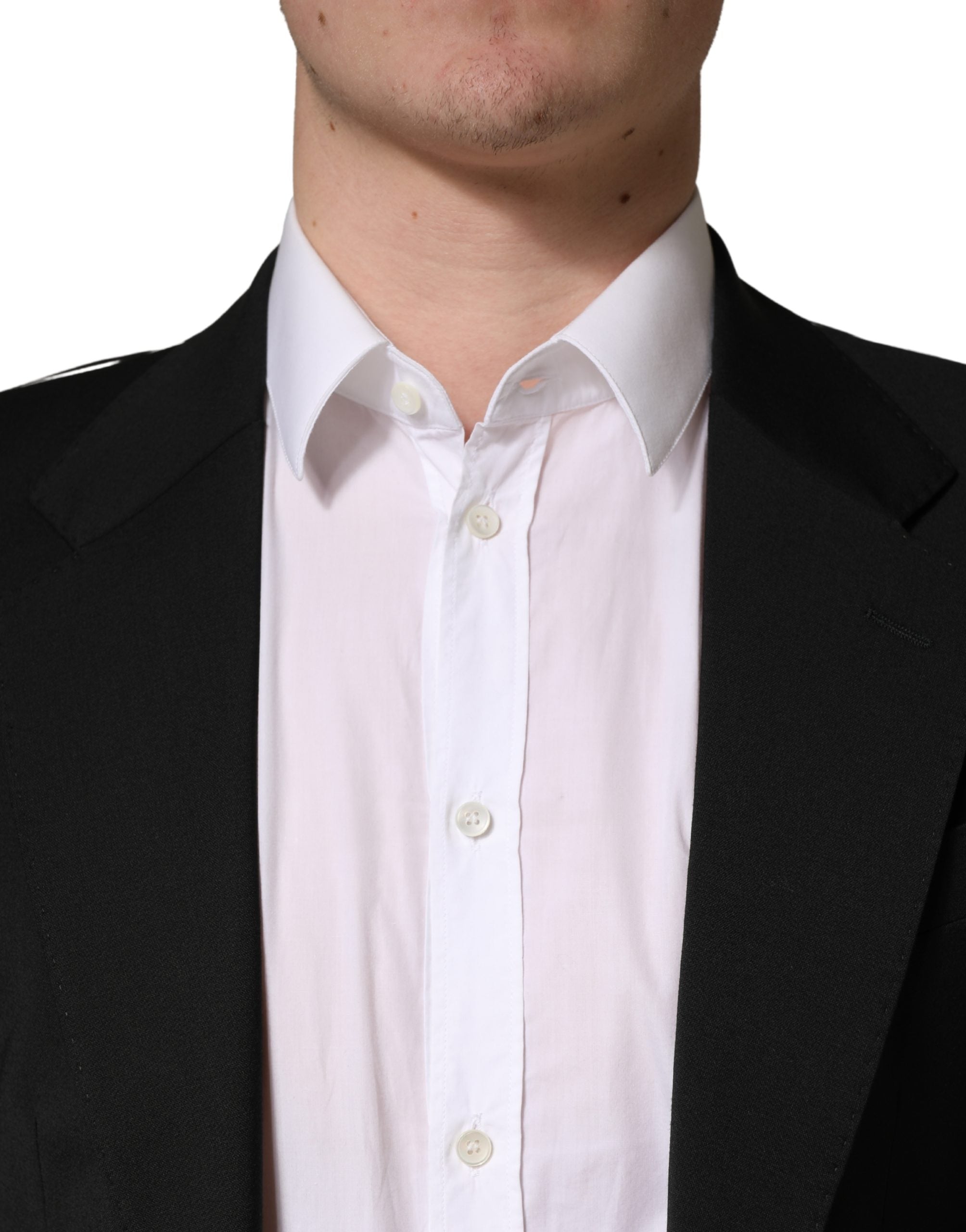 Dolce & Gabbana Schwarze Polyester-Herrenanzugjacke mit 2 Knöpfen