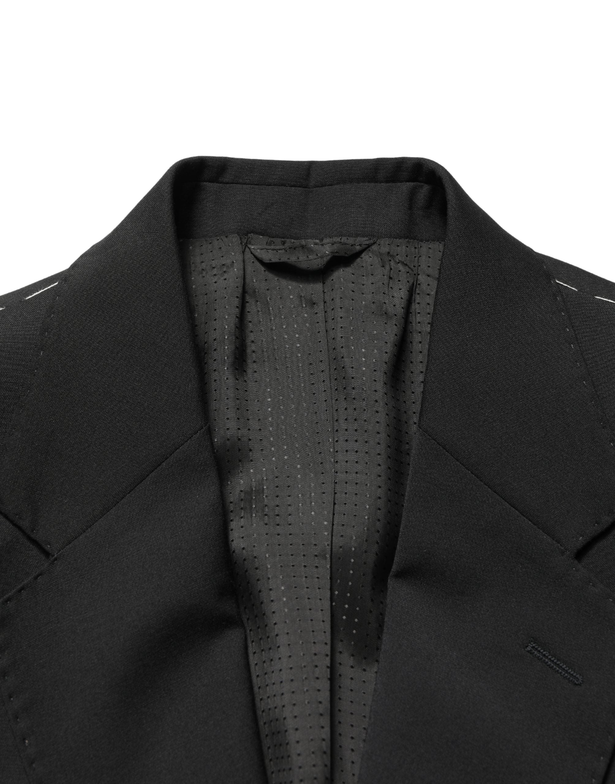 Dolce & Gabbana Schwarze Polyester-Herrenanzugjacke mit 2 Knöpfen