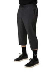 Dolce & Gabbana Dunkelgraue Cropped Chino Hose aus Wolle
