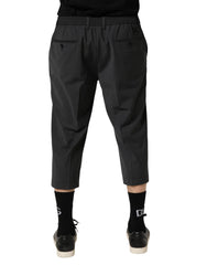 Dolce & Gabbana Dunkelgraue Cropped Chino Hose aus Wolle