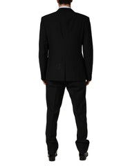 Dolce & Gabbana Black Wool Silk Saxophone Slim Fit 3Pc Suit