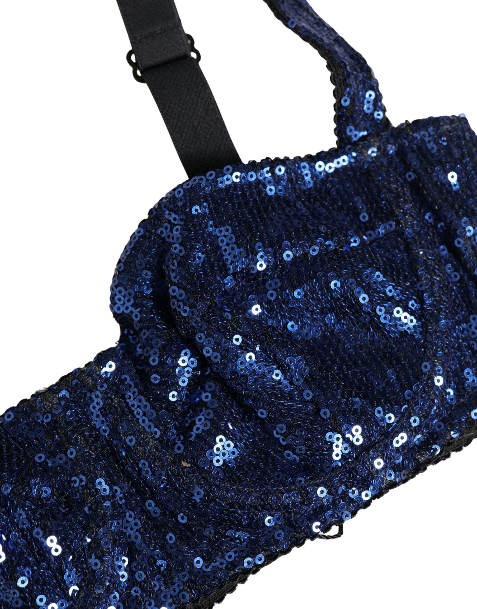 Dolce & Gabbana Blauer Pailletten-Nyon-Balconette-BH Unterwäsche