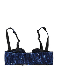 Dolce & Gabbana Blauer Pailletten-Nyon-Balconette-BH Unterwäsche