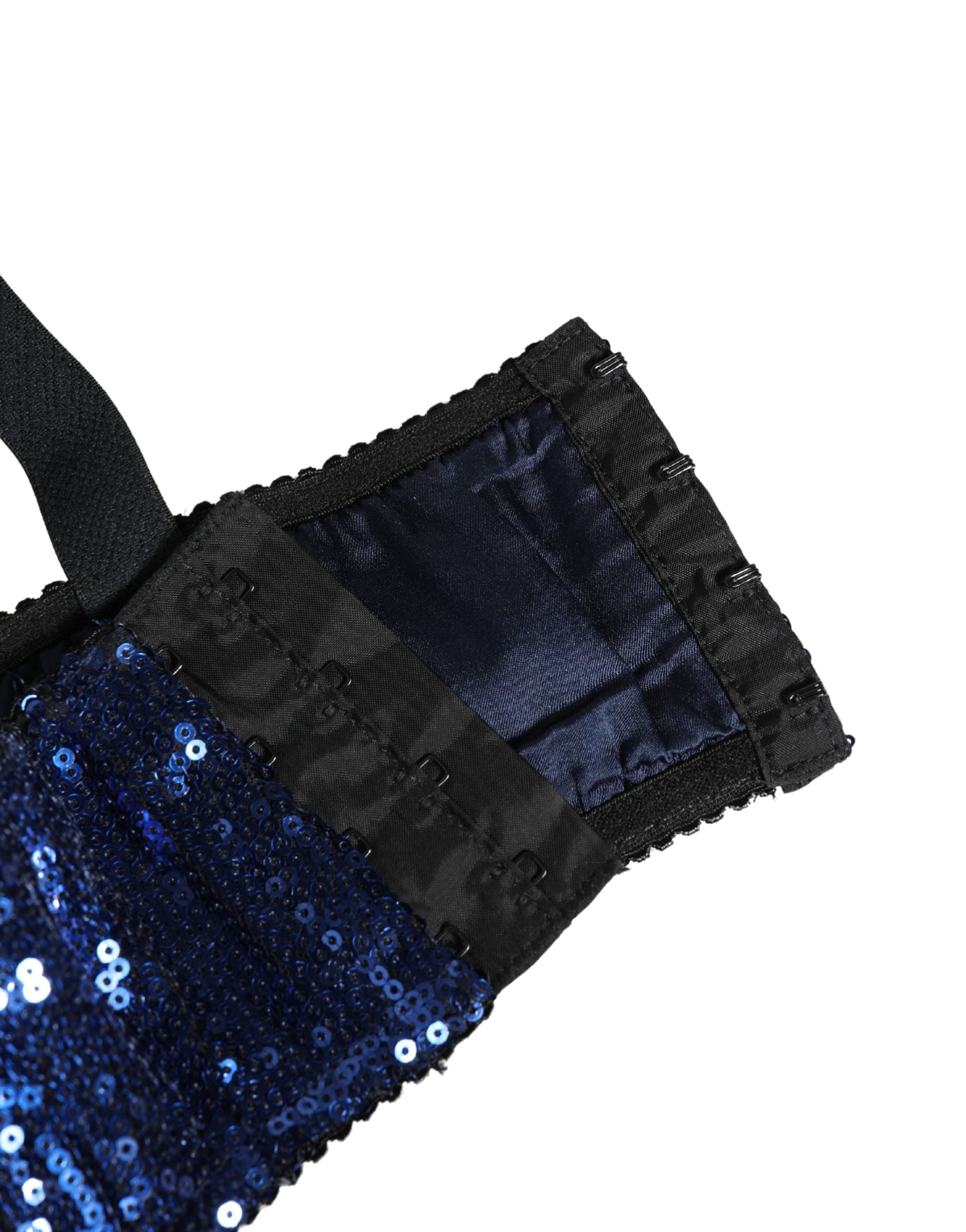 Dolce & Gabbana Blauer Pailletten-Nyon-Balconette-BH Unterwäsche