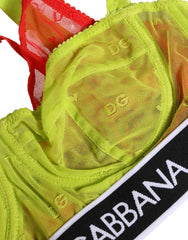 Dolce & Gabbana Gelber Nylon Balconette-BH aus geschichteter Spitze Unterwäsche