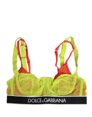 Dolce & Gabbana Gelber Nylon Balconette-BH aus geschichteter Spitze Unterwäsche