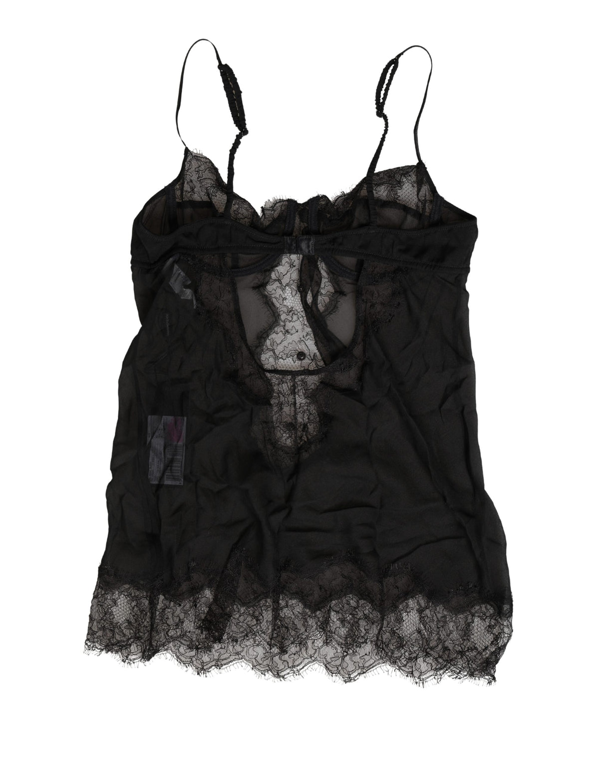 Dolce & Gabbana Schwarzes Seiden-Spitzen-Dessous-Unterhemd