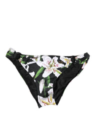 Dolce & Gabbana Schwarzer Badeanzug mit Lilien-Print aus Nylon
