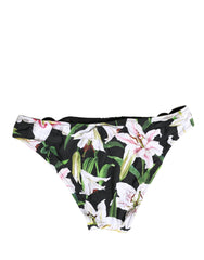 Dolce & Gabbana Schwarzer Badeanzug mit Lilien-Print aus Nylon