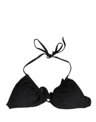 Dolce & Gabbana Black Padded Triangle Halter Bikini Top Swimwear