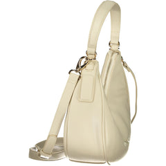 Mario Valentino Beige Polyurethane Women Shoulder Bag with Adjustable Strap