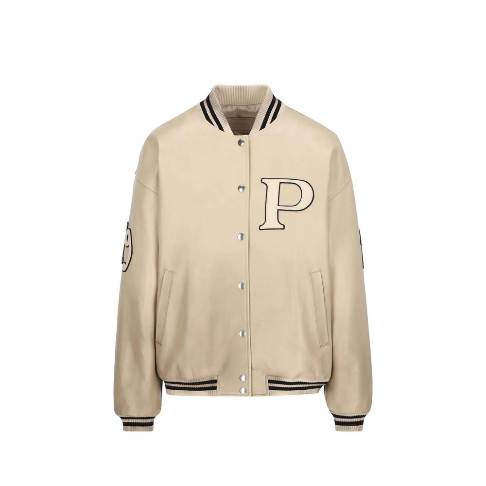 Prada Beige Kalfslederen Bomberjack