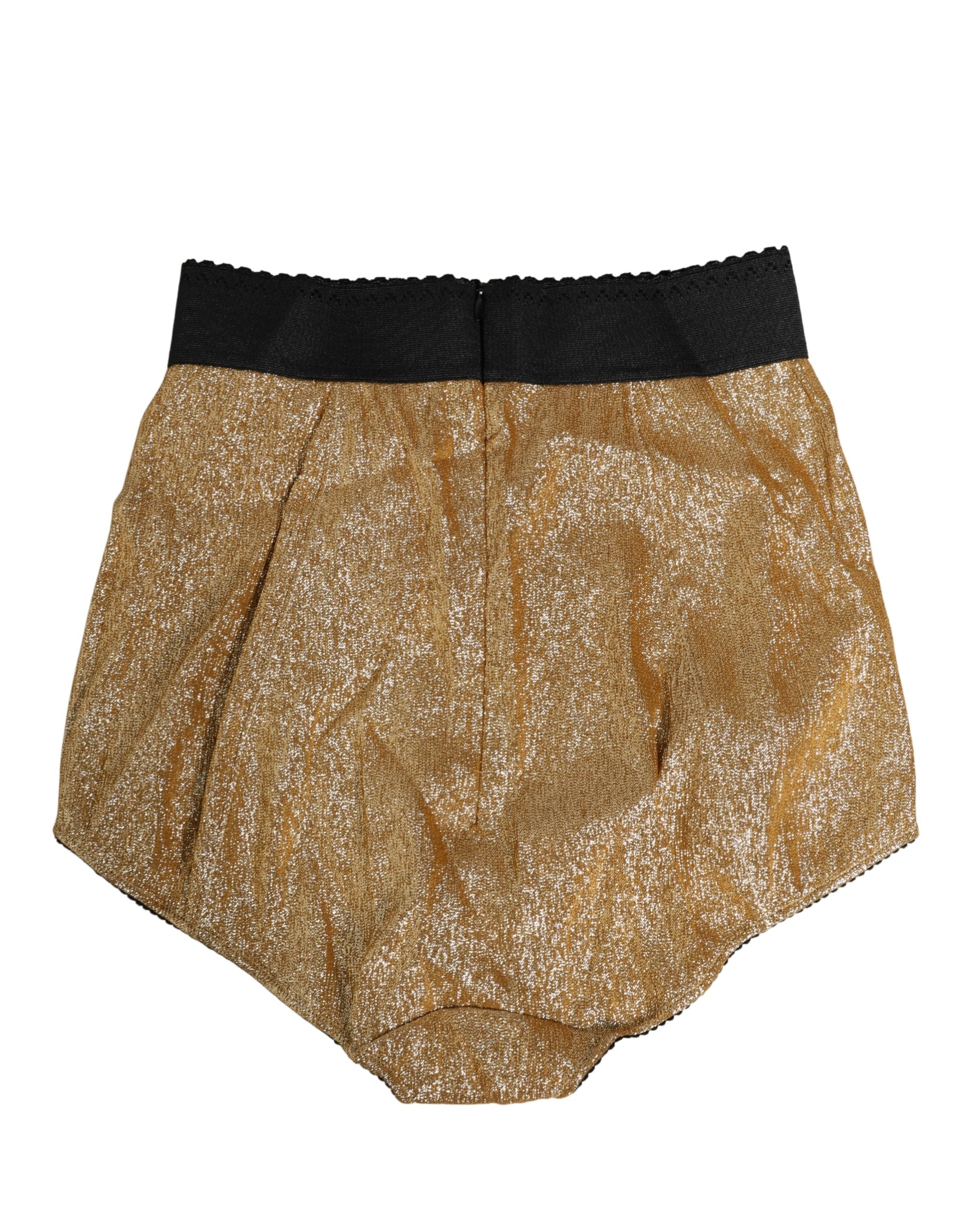 Dolce & Gabbana Goldene Höschen aus Seidenmischung mit hoher Taille und Bauchweg-Effekt