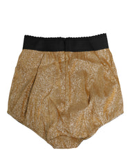 Dolce & Gabbana Goldene Höschen aus Seidenmischung mit hoher Taille und Bauchweg-Effekt