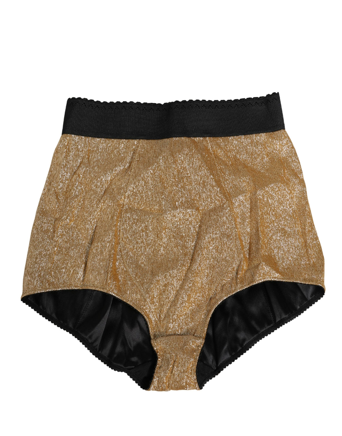 Dolce & Gabbana Goldene Höschen aus Seidenmischung mit hoher Taille und Bauchweg-Effekt