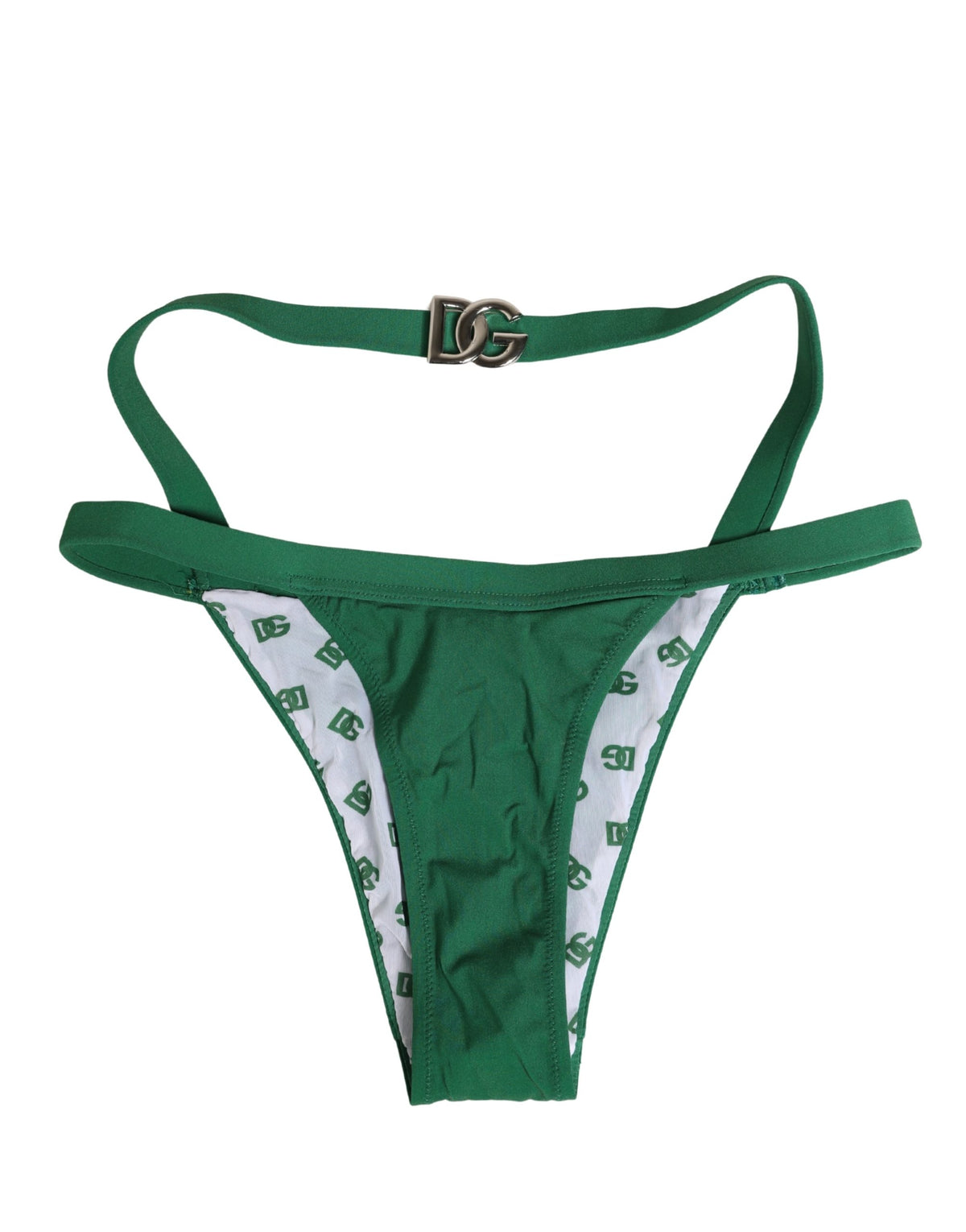 Dolce & Gabbana Grünes Nylonhöschen mit Logo-Plakette