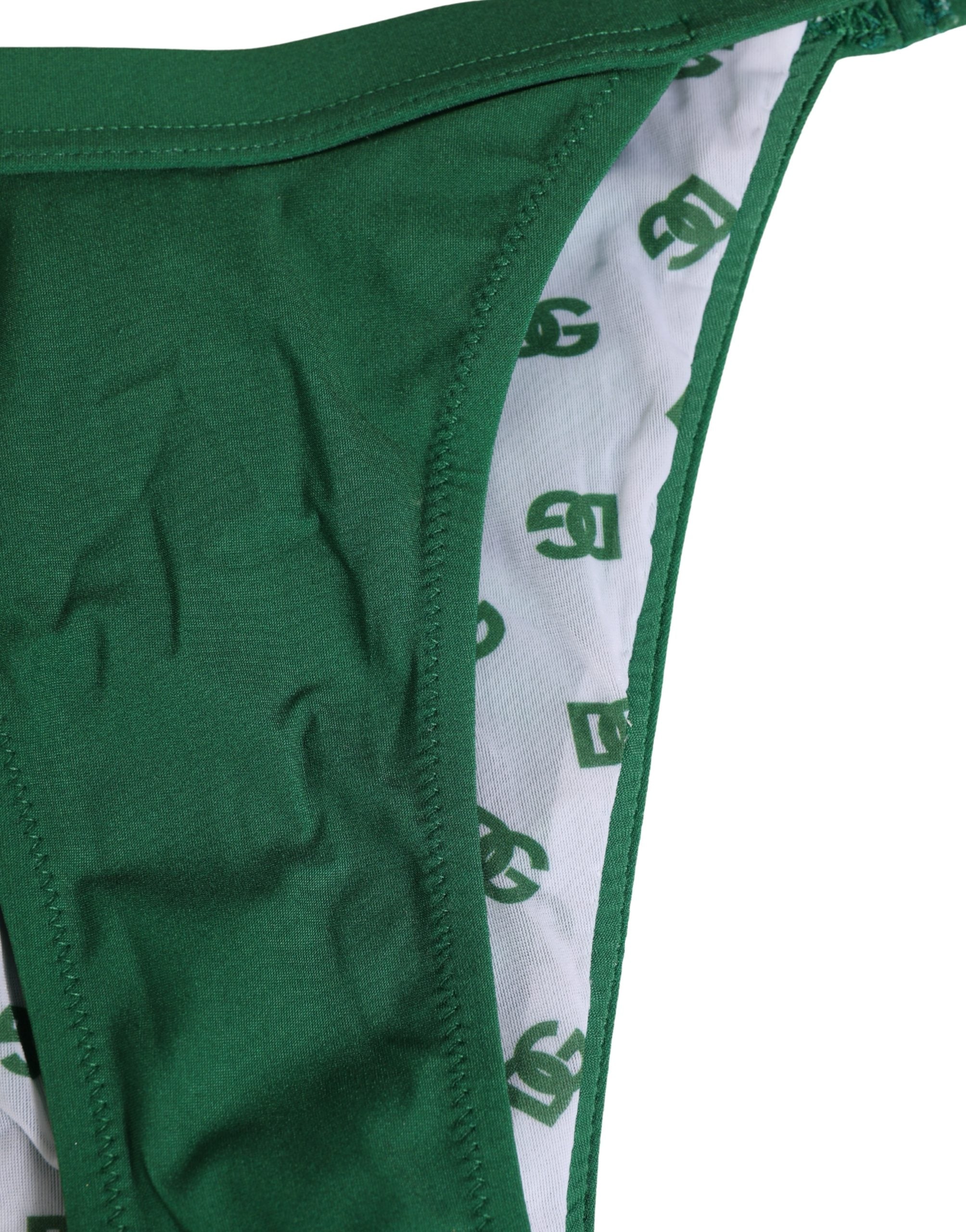 Dolce & Gabbana Grünes Nylonhöschen mit Logo-Plakette