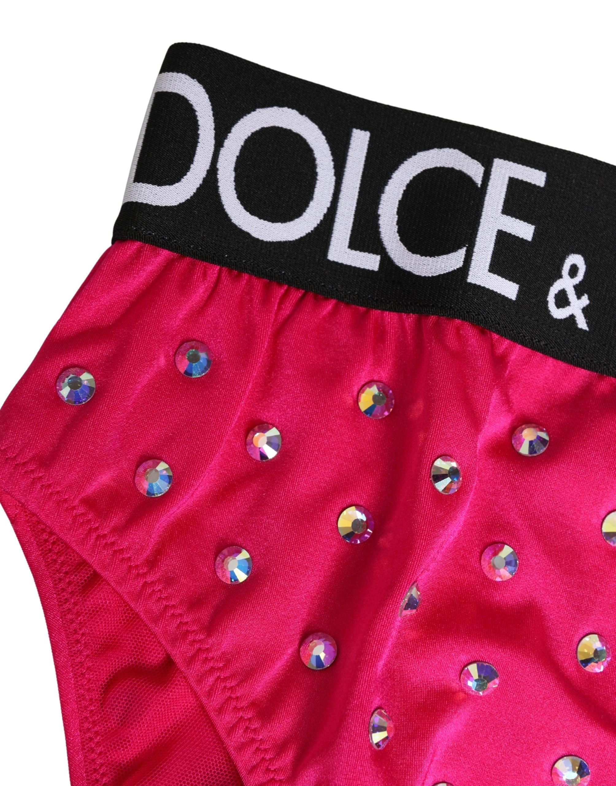 Dolce & Gabbana Pink Crystal High Waist Slip Höschen Unterwäsche