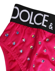 Dolce & Gabbana Pink Crystal High Waist Slip Höschen Unterwäsche
