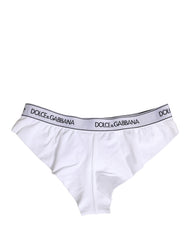 Dolce & Gabbana White Cotton Logo Waistband Brief Panty Underwear