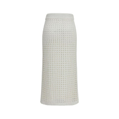 Max Mara Pure Witte Katoenen Midi Rok