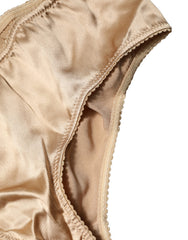 Dolce & Gabbana Beige Silk Stretch Mid Waist Brief Panty Underwear