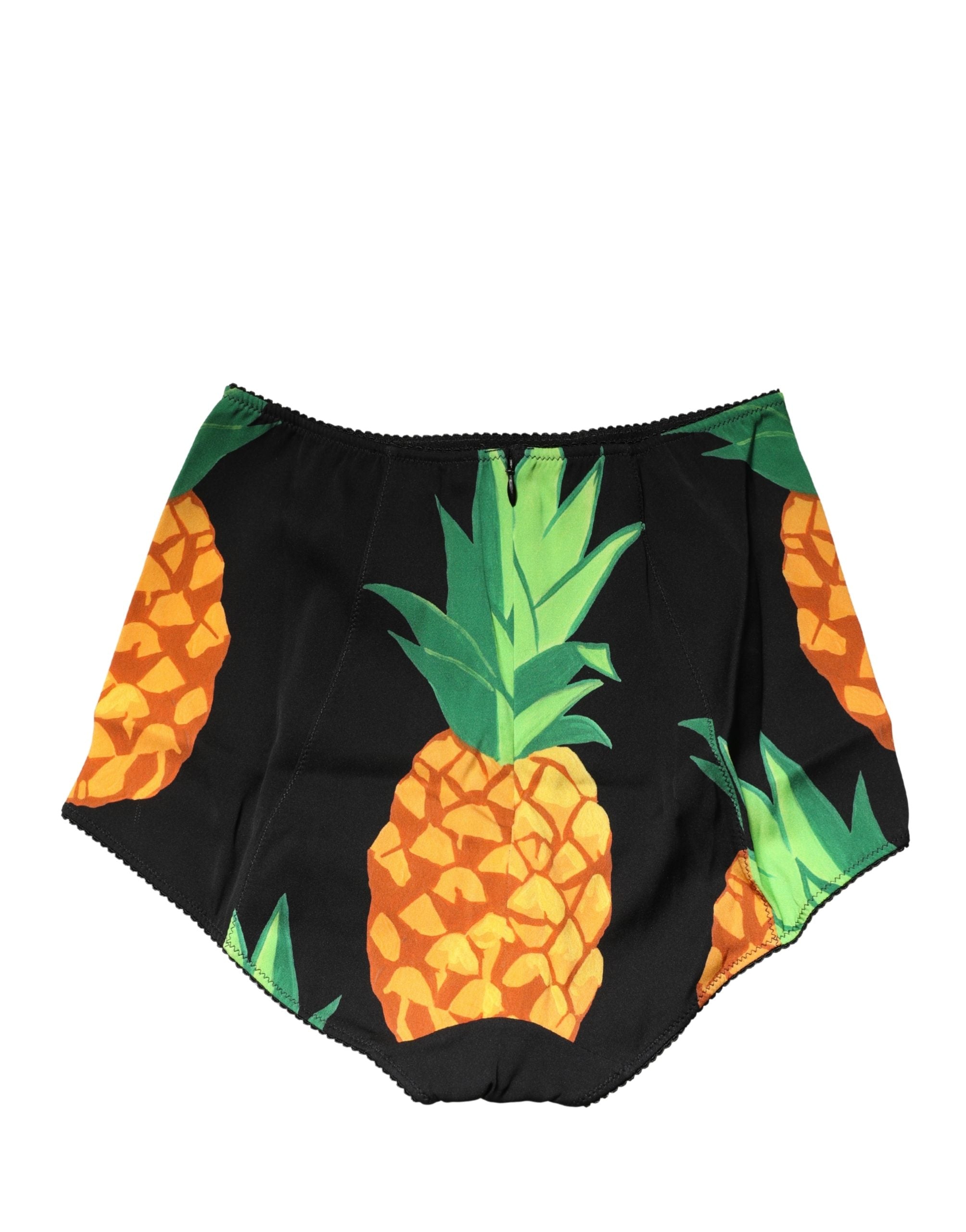 Dolce & Gabbana Black Pineapple High Waist Girdle Panty Underwear