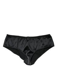 Dolce & Gabbana Black Silk Stretch Mid Waist Brief Panty Underwear